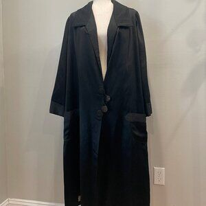 Vintage Custom Black Satin Long Opera Coat c1980s